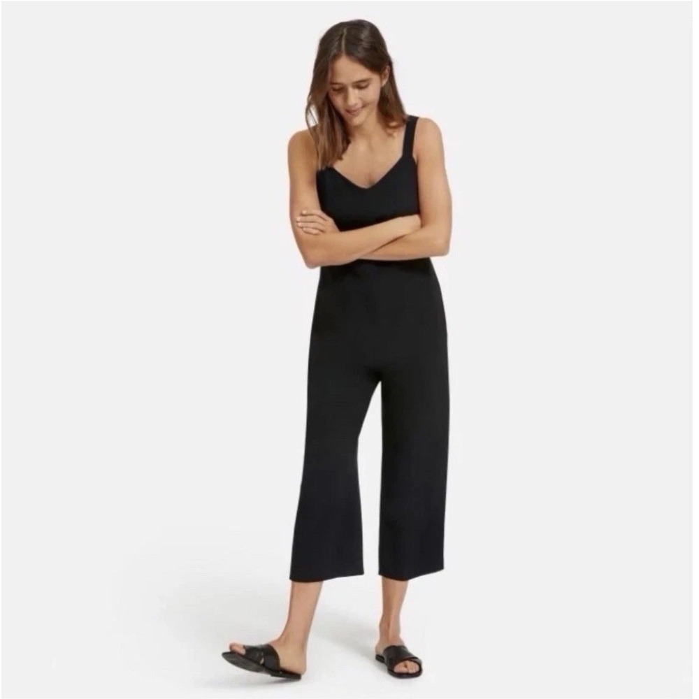 Everlane The Japanese GoWeave Slip Jumpsuit Cropped Black Sleeveless size 6